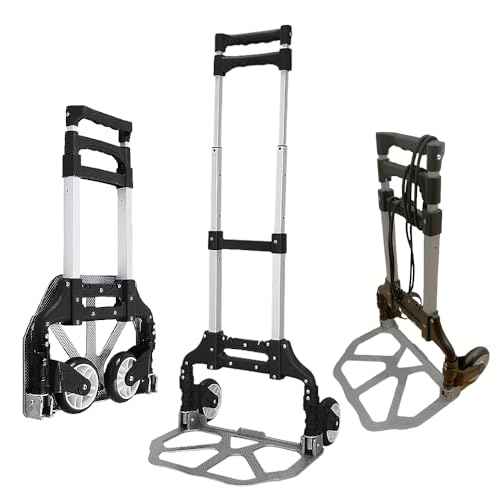 Japard Hand Truck Dolly Folding Alunimum Carrying Cart with Wheels Foldable and Long 39.4" Collapsible Handle, 166 Lbs for Camping Outdoor Home