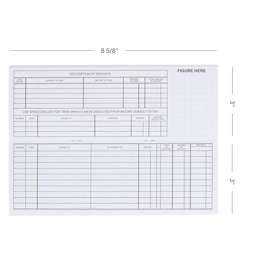 EnDoc Business Check Register Book, 30 Double-Page Ledger Spreads, 8 5/8 x 3 inches, 1-Pack