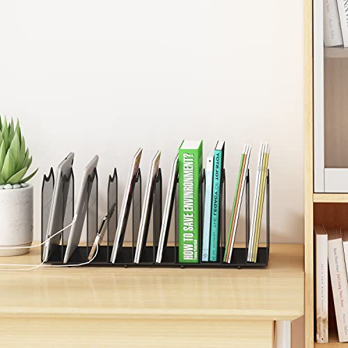 Simple Trending 5-Section Vertical File Organizer Black - Extendable Desk Storage