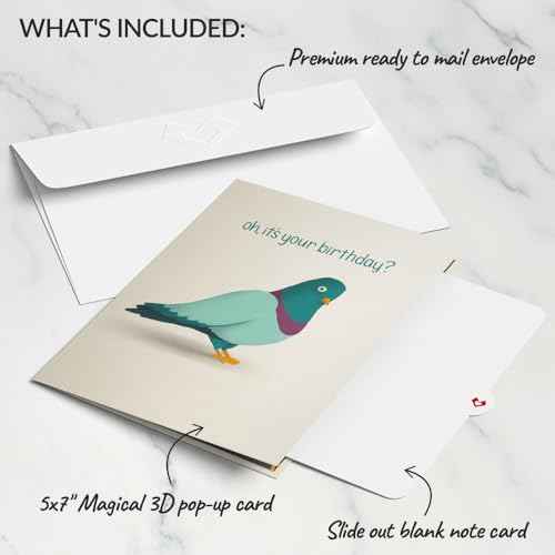 Lovepop Birthday Pop-Up Card for Her and Him - 3D Greeting Cards for Boys, Girls, Men, Women - ¡®That¡¯s Coo¡¯ Funny Pigeon - 5" x 7" Card - Blank Notecard and Envelope Included