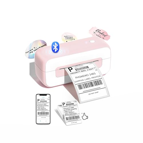 Phomemo 246SBT Pink Bluetooth Thermal Shipping Label Printer - 4x6, Fast & Wireless