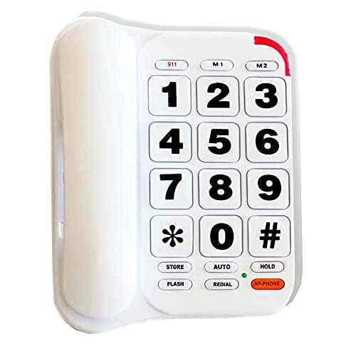 Elderly Phones for Seniors, HePesTer P-46 Amplified Corded Phone for Hearing Impaired Extra Large Button Phone with Loud Speakerphone for Elderly Home Landline Phones Visually Impaired Telephone