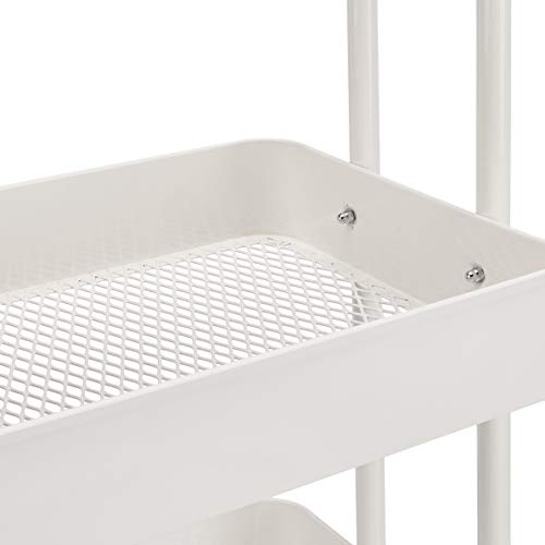 White 3-Tier Rolling Utility Cart with Lockable Wheels - Multi-Purpose Storage Organizer