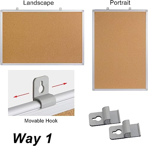 24x18 Inch Cork Bulletin Board with Aluminum Frame - Wall Mount Office & Home Notice Board