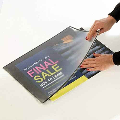 Countertop Sign Holder, Lies Flat On Counters and Tabletops, Clear Poster Pocket with Nonslip Backing, Holds 17" by 11" Signs