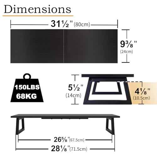 TEAMIX 31.5 inch Dual Monitor Riser, Long Black Monitor Stand Riser Wide TV Stand Riser Monitor Stand for 2 Monitors Wood & Steel Desktop Riser Desk Organization Home Office