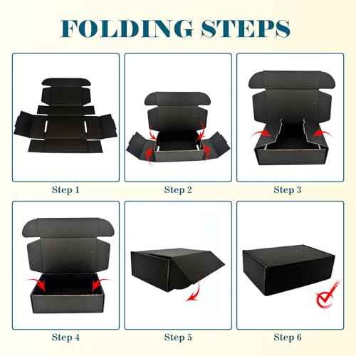Small Shipping Boxes 6x4x2, Set of 50, Black Corrugated Cardboard Box Mailer (YD642-50BK)