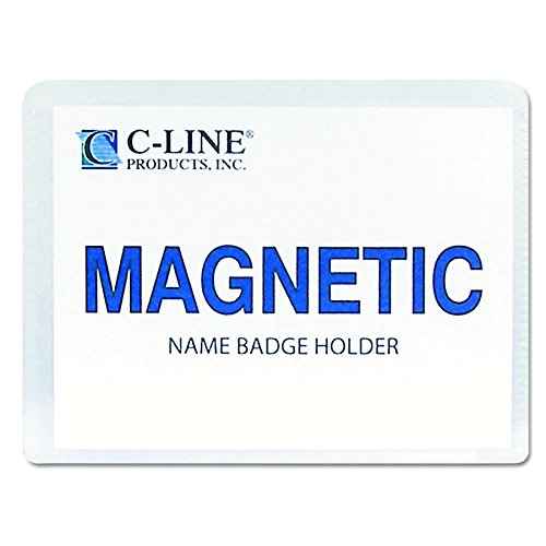 C-Line Magnetic Name Badge Holder Kit, Horizontal, 4w X 3h, Clear, 20/Box