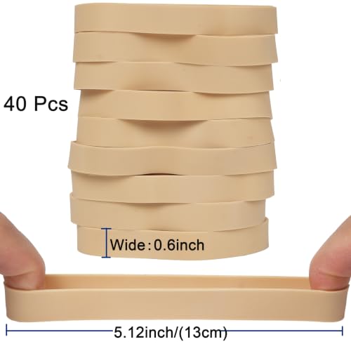 Large Rubber Bands 40 Pcs Size105 Heavy Duty Beig﻿e 5.12" Length – Multipurpose Elastic