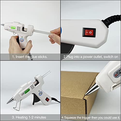 Krightlink White Mini Hot Glue Gun Kit with 30 Strong Glue Sticks, 20W Fast Heating