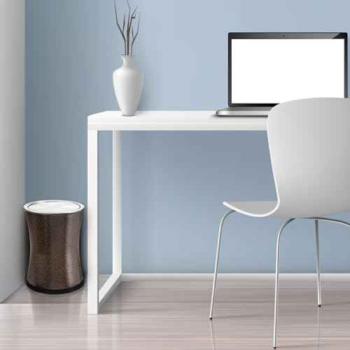 Bennett Swivel-A-Lid Small Trash Can, Metal Attractive 'Center-Inset' Designed Wastebasket, Modern Home D?cor, Round Shape (Brown)