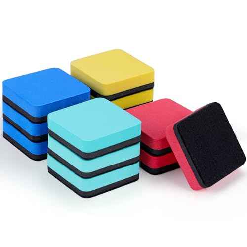 XKDOUS 12 Pack Dry Erase Eraser, Magnetic Whiteboard Eraser, Small White Board Eraser for Kids, Dry Erase Board Eraser, Mini Dry Erase Erasers Perfect for Classroom(4 Color, 2 x 2 Inch)