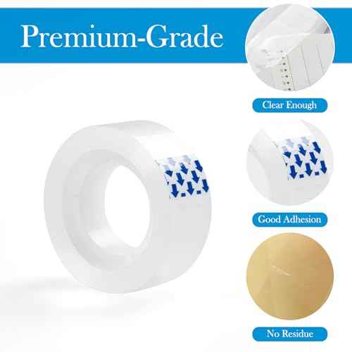 6 Rolls Clear Tape, Transparent Tape Refills for Dispenser, 1 Inch Core, 3/4 x 1000 Inches, Strong Adhesive for Gift Wrapping, Office, School, Home, Desk Supplies & Crafts