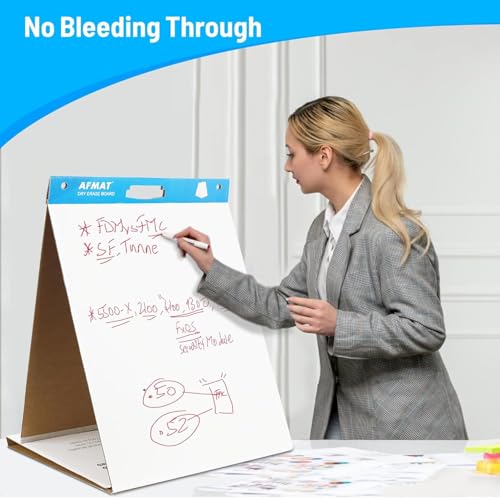 AFMAT 2-Pack Tabletop Sticky Easel Pad & Dry Erase Board 20x23in - Portable Presentation Stand for Teachers & Kids Doodling, Model 2