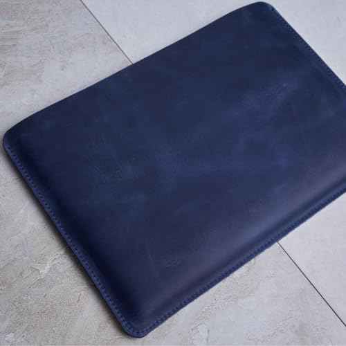 Blue Leather Laptop Sleeve 13" Genuine Leather MacBook Air 13 inch Case - Carrying Protective Cases Compatible with MacBook 13" Air/Pro M1 M2 M3 M4 MAX PRO A2338 A2681 ¬¡3113 A3240 A2337, Blue