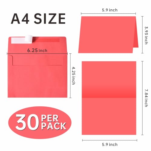 Keketer Multicolor 4x6 Cards & Envelopes Set - 30 Pack A4 Size DIY Stationery