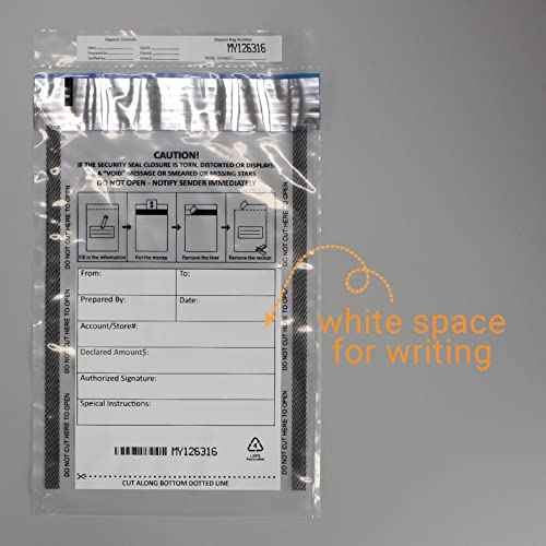 500 Pack 6¡±x9¡± Clear FREEZFraud Deposit Bags, Tamper-Evident Security Bank Pocket, Cash register bags by zmybcpack