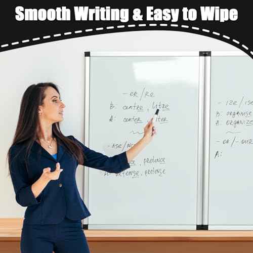 Tri Fold Display Board, 3 Panel Trade Show Presentation Board Double Sided Panels with Presentation Whiteboard Trade Shows Tabletop Display