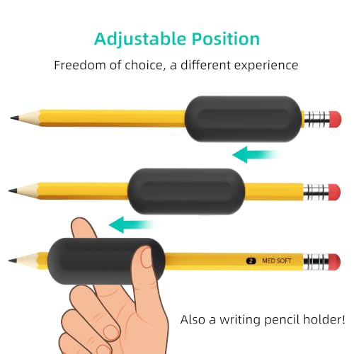 ELETIUO Black 5-Pack Weighted Pencil Grips - Silicone Handwriting Aid for Kids & Adults