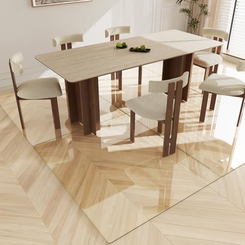 Koonmi 46x55 Clear Tempered Glass Chair Mat - 0.2" Thick, Anti-Slip Pads, Works on Hardwood & Low-Pile Carpet