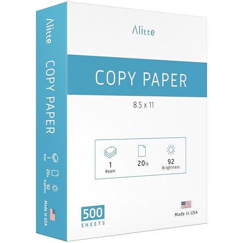 Printer Paper - 8.5 x 11 White Letter Size Copy Paper, 1 Ream 500 Sheets 20 lb Printing Paper for Documents Writing, Drawing, Smooth, 92 Bright | Home, School, Office Supplies | Made in USA