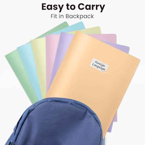 Sooez 6Pack Folders with Pockets, Pastels Colors, Heavy Duty Pocket Folder, Plastic Folders with Pockets, 2-Pocket Folder Bulk, Aesthetic File Folder, Back to School Office Filing Supplies