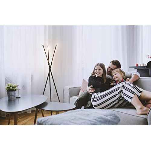 Brightech Stix LED Tripod Floor Lamp for Living Room - Dimmable Modern Standing Lamp, with 3 Lights for Bedroom - Contemporary Office Lighting- Black