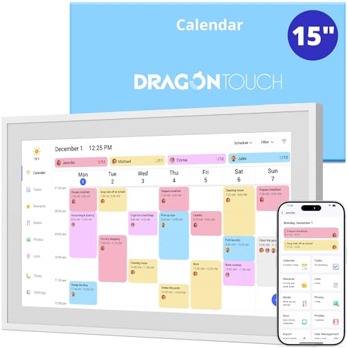 Dragon Touch 15.6-Inch Digital Family Calendar & Chore Chart, White