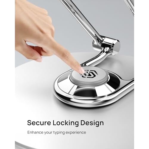 SODI Fixable Adjustable Laptop Stand with 360 Rotating Base, Ergonomic Laptop Stand for Easy Storage, Foldable Laptop Riser Compatible with MacBook Pro/Air up to 16", Silver