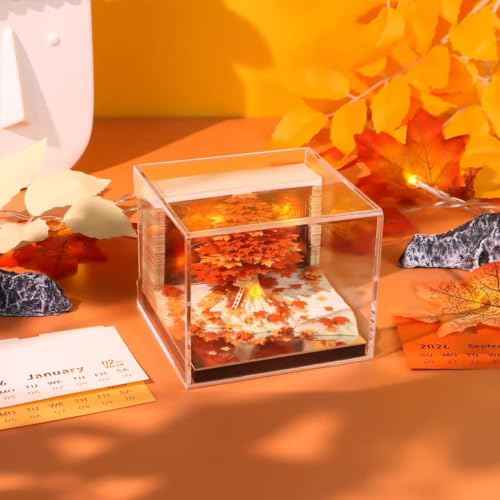 MACTANO 3D Art Calendar Memo Pad 2026, Creative Time Piece Calendar New Maple Tree Rip Away Paper Carving Sticky DIY Note