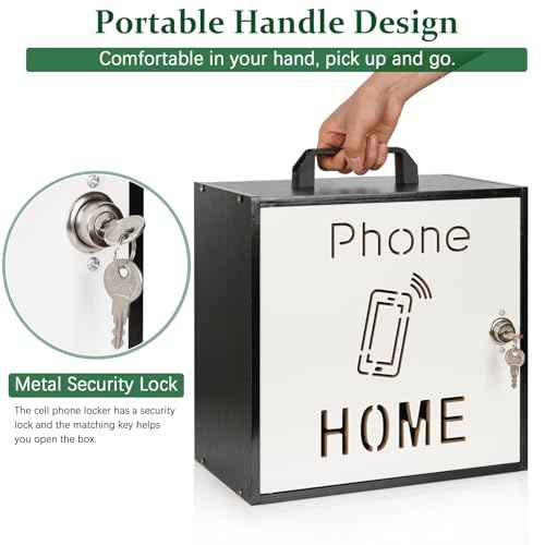 Echaprey Cell Phone Holder Classroom Adjustable 33 Slots Pocket Chart Wooden Cell Phone Storage Cabinet with Handle and Lock Desktop Cell Phone Holder for Classroom Office (Black)