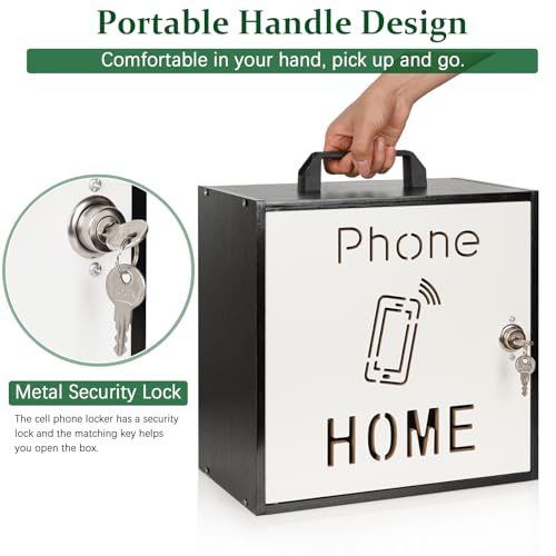 Wooden Phone Lock Box,Adjustable 33 Slots Cell Holder Classroom