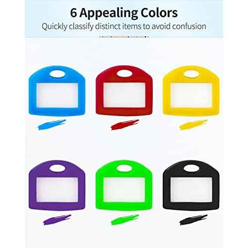 Uniclife 12 Pcs Key Covers Caps 1 Inch Key Covers Protectors with Blank Paper Labels and Clear Windows Soft Key Identifiers for Standard Regular Thin Flat House Keys (Not for Odd-Shaped), 6 Colors