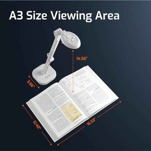 INSWAN INS?2 4K USB Document Camera ? 13MP, Dual Auto?Focus, LED Light and Microphone, Plug & Play, Mac, Windows, iPad, Chromebook, A3 Capture ? Ideal for Teachers and Classrooms