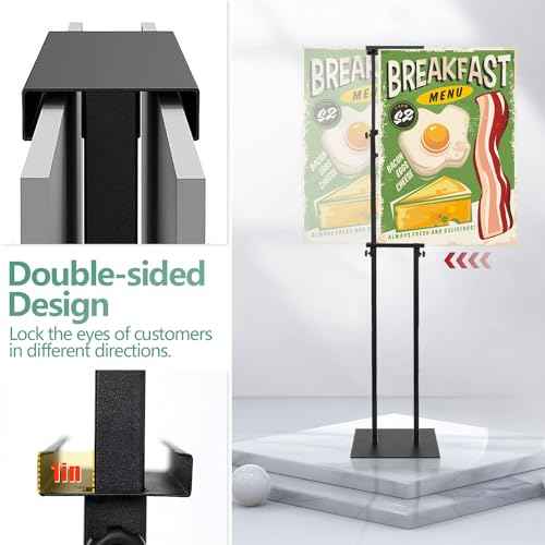 Poster Stand - Heavy Duty Poster Board Stand, Double-Sided Display for Board & Foam Sign, Floor Sign Holder Stand with Base, Adjustable Height Up to 78 inches for Wedding Restaurant Business (1 Pack)