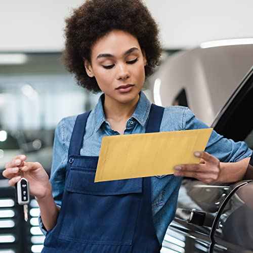 Geyee 500 Pcs Drop Key Envelopes Auto Shop Repair Service Drop Box Self Adhesive Envelopes for Auto Repair Shops and Mechanics Kraft 4.125 x 9.5 Inches(Classic)