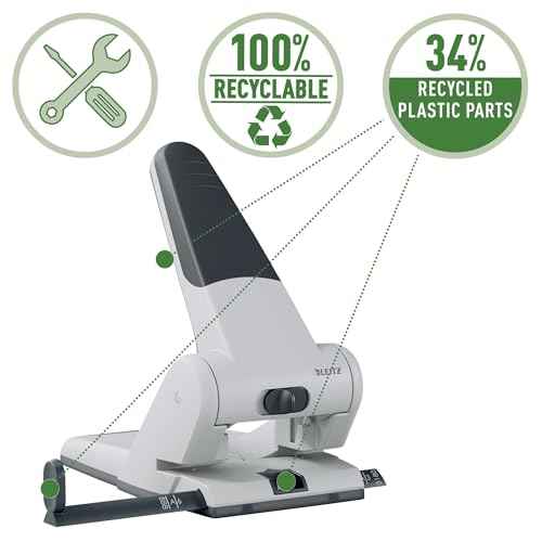Esselte Leitz 51800035 Filing Hole Punch up to A3 6.5 mm with Stop Rail Blue