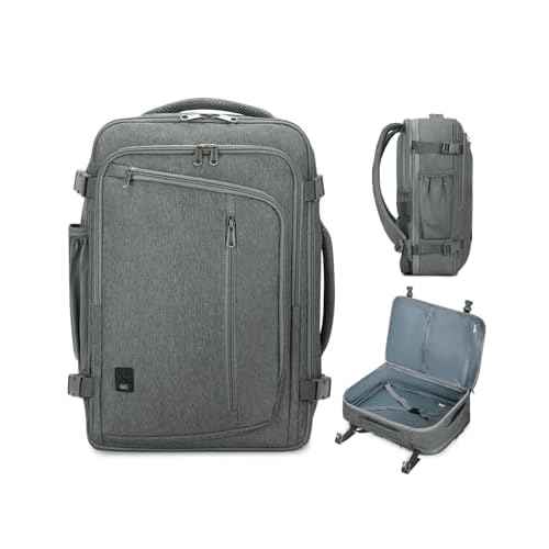 WANDF Expandable Travel Backpack For Spirit Airlines Personal Item Bag 18x14x8 with Wet Pocket, 17 Inch Laptop Backpack for Men£¨Grey£©