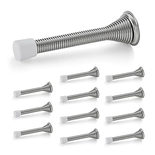 Ravinte Satin Nickel Door Stopper 12 Pack - Spring Wall & Floor Mount
