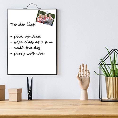 Black Vertical 16x12 Magnetic Whiteboard with Handle - Portable Dry Erase Board for Office & Home