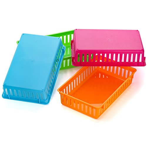 16 Pack Classroom Plastic Storage Baskets, Small Organizer Trays for School & Home
