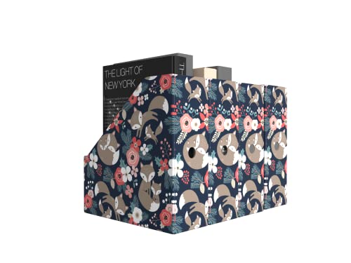 ANSSDO 6 Pack Magazine File Organizer Holder, Black Floral - Corrugated Cardboard
