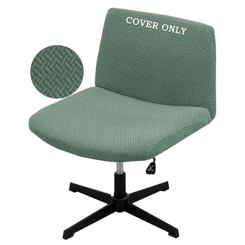 Green Criss Cross Elastic Armless Chair Slipcover - Vanity/Makeup Chair Cover