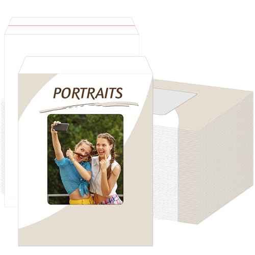 100 Pcs Photo Envelopes 8 3/4'' x 11 1/8'' Portrait Envelope with 5'' x 6'' Plastine Window for Photos Catalog Magazine Brochures Certificates Company Calendar (Minimalism)