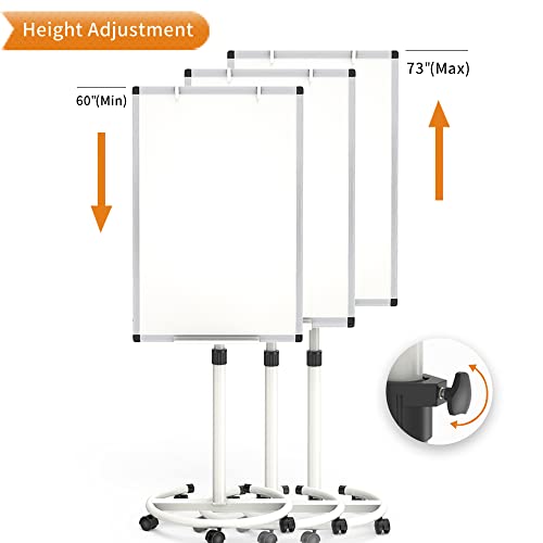 VIZ-PRO ECO Magnetic Whiteboard Easel - 36 x 24 Inches, Mobile Dry Erase with Paper Pads, Adjustable Height, Lockable Wheels, White