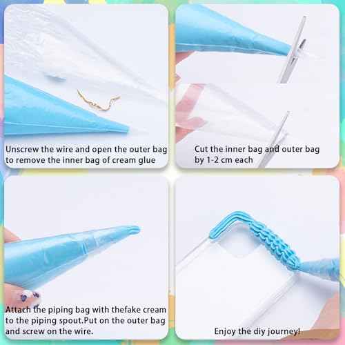 24PCS 100g Cream Kit Fake Whipped Cream Glue Clay Summer Craft DIY Decorations Rainbow Themed Cream DIY Making Art Craft Kit for Handmade Phone Case Mirror Jewelry Accessories