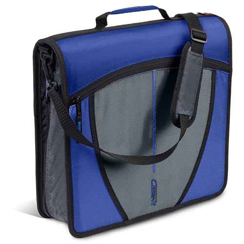 Case-it Mighty Zip Tab School Zipper Binder | 3-Inch O-Rings, 600-Sheet Capacity, 5-Subject Expanding File Folder, Multiple Pockets & Storage Organizer, Shoulder Strap | D-146 Midnight Blue