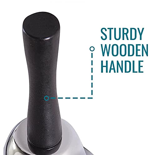 Duro-Med Call Bell with Wooden Handle - Silver & Black, Model 1