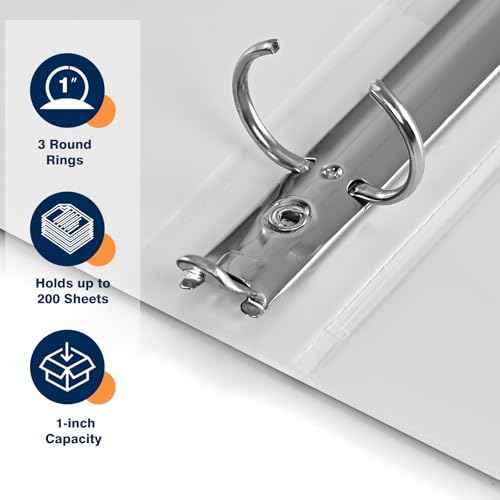 SUIN Economy 1-Inch 3-Ring-Binder, Customizable Clear View Cover, for US Letter Size 8-1/2 x 11'', Perfect for Office/School (White - 12 Packs)