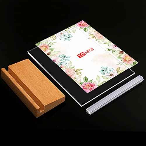 TONICE¢ç 3 Pack 8.5x11 Acrylic Sign Holder L Shape Slant Back Design Clear Acrylic Frame Wood Base, Table Menu Display Stand, Flyer Display (Optional 8.5x11/5x7 Inch L/T Shape)
